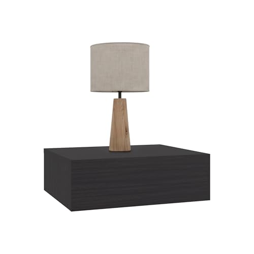 FM FURNITURE Vienna 1 Drawer Floating Nightstand, Wall Mounted Bedside Table with Open Storage Shelf, Modern Bedroom Furniture, Dark Brown Finish - color: Black
