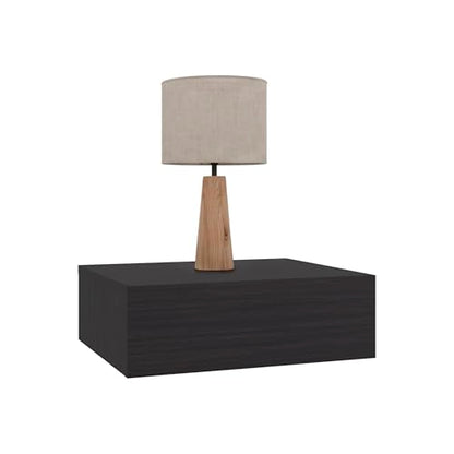 FM FURNITURE Vienna 1 Drawer Floating Nightstand, Wall Mounted Bedside Table with Open Storage Shelf, Modern Bedroom Furniture, Dark Brown Finish - color: Black