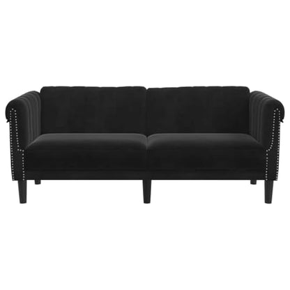 2-Seater Sofa Black Velvet Modern Living Room Furniture Small Couch for Apartments with Sturdy Legs and Soft Upholstered Seating - color: Black/2-seater, size: 71.7" x 30.3" x 29.1" (W x D x H)