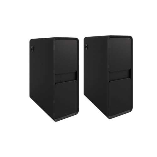 Modern Leather Nightstands of 2, Solid Wood Bedside Table with 2 Drawers & USB Charging Station, Small Preassembled End Table, Narrow Nightstand for Bedroom Living Room Office Black - color: Black, size: 8"