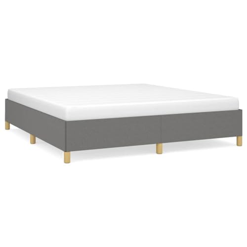 King Size Platform Bed Frame, Dark Gray Upholstered Fabric Mattress Foundation, Low Profile Modern Bedroom Furniture, No Box Spring Needed, 76x80 inch - color: Gray 5, size: Twin XL