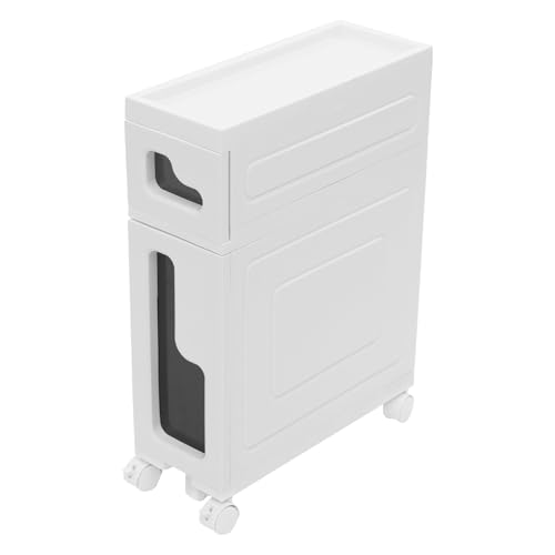 2 Tiers Slim Bathroom Storage Cabinet, 15.7" L X 6.3" W X 22" H Slim Rolling Cart, 66.14 Lbs Load-Bearing Capacity Narrow Storage Cabinet for Living Room, Kitchen, Bathroom, Office - size: 15.7" L X 6.3" W X 22" H