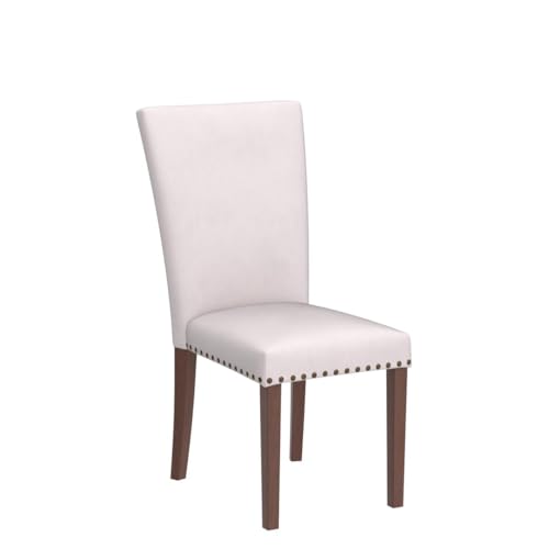 COLAMY Upholstered Parsons Dining Chairs Set of 4, Fabric Dining Room Kitchen Side Chair with Nailhead Trim and Wood Legs - Beige,No Table - size: set of 4