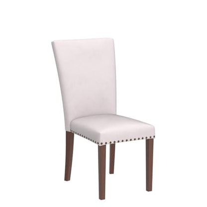 COLAMY Upholstered Parsons Dining Chairs Set of 4, Fabric Dining Room Kitchen Side Chair with Nailhead Trim and Wood Legs - Beige,No Table - size: set of 4