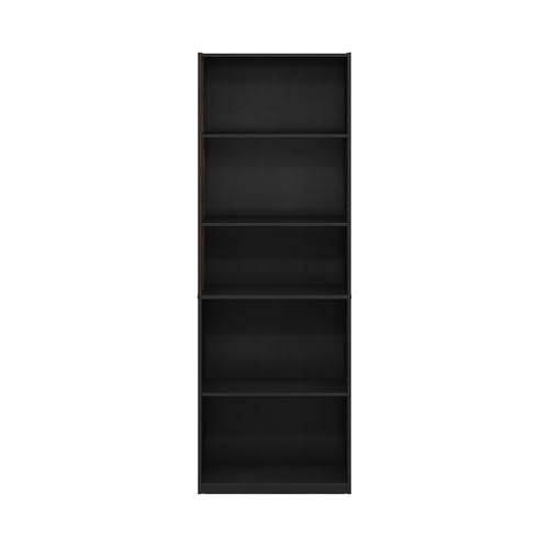 Furinno GEHRY Book Shelf, 5-Tier Bookshelf with Open Shelf, Standing Bookcase with Adjustable Shelves, 11.6 x 24.8 x 71.4, for Living Room, Bedroom, Home Office, Blackwood - color: Blackwood, size: 5-Tier, 11.6 x 25 x 71.4