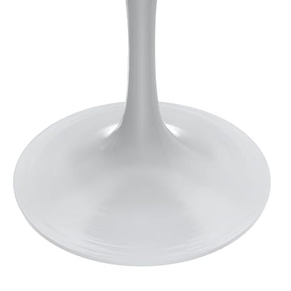 LeisureMod Verve Modern Dining Table 27" Round Sintered Stone Tabletop and White Stainless Steel Pedestal Base for Kitchen and Dining Room, Black - color: Black Stone, size: 27 inch Wide