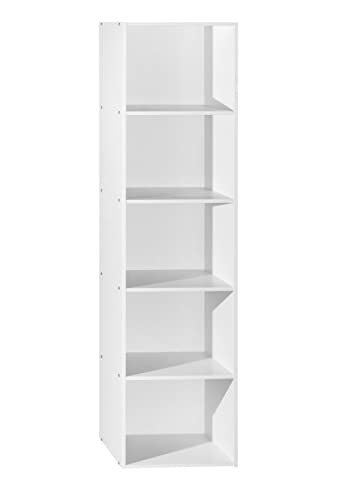 HODEDAH IMPORT Bookcase - color: White, size: 5-Shelf
