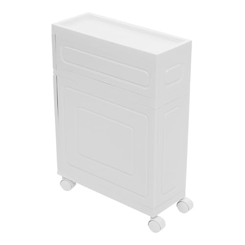 2 Tiers Slim Bathroom Storage Cabinet, 15.7" L X 6.3" W X 22" H Slim Rolling Cart, 66.14 Lbs Load-Bearing Capacity Narrow Storage Cabinet for Living Room, Kitchen, Bathroom, Office - size: 15.7" L X 6.3" W X 22" H