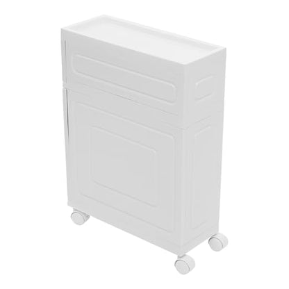 2 Tiers Slim Bathroom Storage Cabinet, 15.7" L X 6.3" W X 22" H Slim Rolling Cart, 66.14 Lbs Load-Bearing Capacity Narrow Storage Cabinet for Living Room, Kitchen, Bathroom, Office - size: 15.7" L X 6.3" W X 22" H