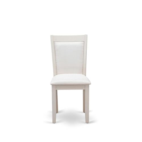 East West Furniture MZC0T01 Monza Parson Dining Chairs - Cream Linen Fabric Upholstered Chairs, Set of 2, Wirebrushed Linen White - color: Mzc0t01