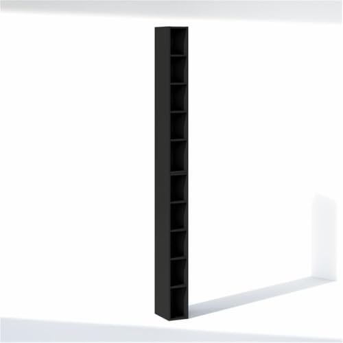 Pemberly Row 10-Tier Adjustable Closet Organizer, 6-Inch Slim Shelves, Blackwood Finish, Modular Stackable Units, Vertical Storage System for Shoes, Clothes, Accessories, 78.7-Inch Tall Closet