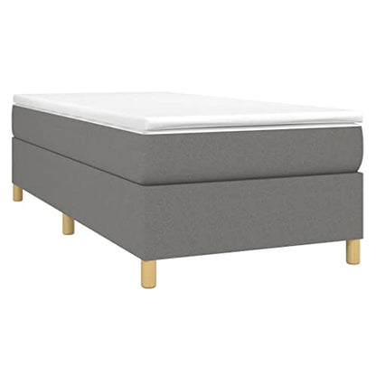 Twin XL Bed Frame with Box Spring, Upholstered Fabric Platform Base, Sturdy Plywood Slats, Dark Gray, Modern Bedroom Furniture for Dorms and Guest Rooms - size: Twin XL