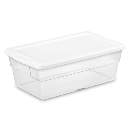 Sterilite 24-Pack 6 Quart Storage Boxes, Stackable Clear Plastic Bins with Snap-On Lids - Heavy-Duty Organizing Containers for Closet, Bathroom, and Office - size: 6 Quart, style: 24 Pack