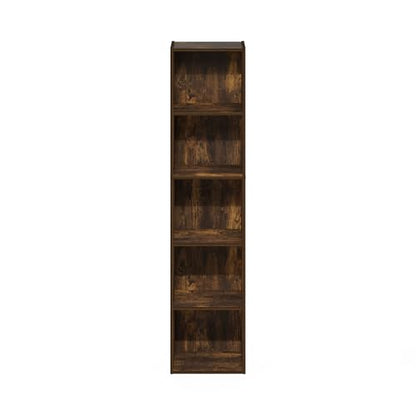 Furinno PASIR Book Shelf, 5-Tier Modern Bookshelf, Open Shelves Bookcase 9 x 12 x 52, Easy Assembly, for Living Room, Bedroom, Home Office, Amber Pine - color: Amber Pine, size: 5-Tier Cube