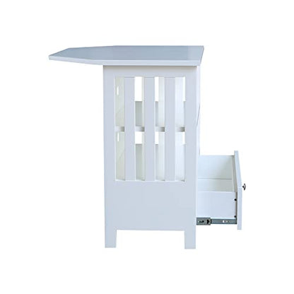 IC INTERNATIONAL CONCEPTS Solid Wood TV Stand with Shelves and Drawer in White - 28.9" Height - color: White