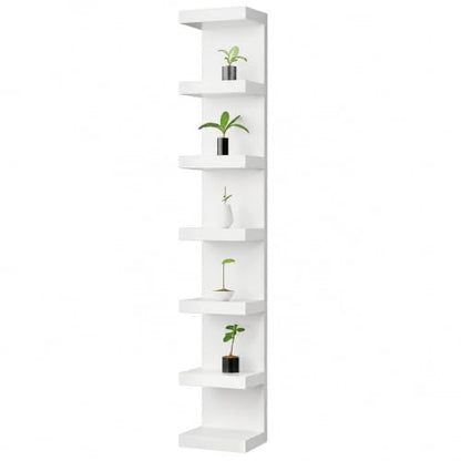 Lack Wall Shelf Unit with Extra Strong Backboard, Versatile 7 Tier Shelf Unit, White Lack Wall Shelf, Display Floating Shelf with LED Remote Control Light (White) - color: White