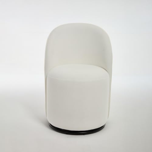 Penau Swivel Barrel Chair, Cream Velvet, Round Accent Seat | Velvet Upholstery, 360 Degree Swivel, Foam Cushion, Compact Indoor Seating, Dining Or Vanity Use