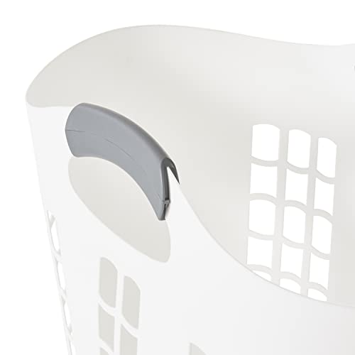 Gracious Living Laundry Basket, Easy Carry Flex Collapsible Hamper, 87.5L | Large Plastic Clothes Storage Organizer for Home, Bathroom, and Bedroom, White - size: 1 Pack