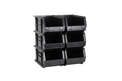 HE HUDSON EXCHANGE 15" x 8" x 7" (6 Pack) Plastic Stackable Storage Bin, Black - color: Black, size: 6 Pack