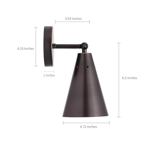 Oil Rubbed Bronze Farmhouse Wall Sconces Set of Two, Rustic Adjustable Interior Sconce Light Fixture Hardwired with Metal Shade,Indoor Industrial Lamp for Hallway,Bedroom,Living Room - color: Oil-Rubbed Bronze