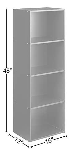 Hodedah 4-Shelf Bookcase in Black - color: Black, size: 4-Shelf