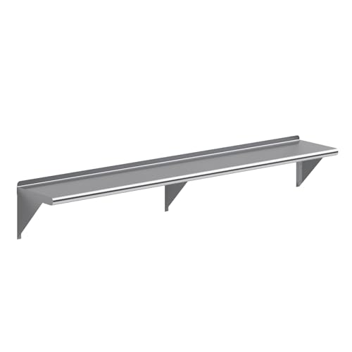 AmGood 72" Long X 12" Deep Stainless Steel Wall Shelf | NSF Certified | Appliance & Equipment Metal Shelving | Kitchen, Restaurant, Garage, Laundry, Utility Room - size: 72" Long X 12" Deep