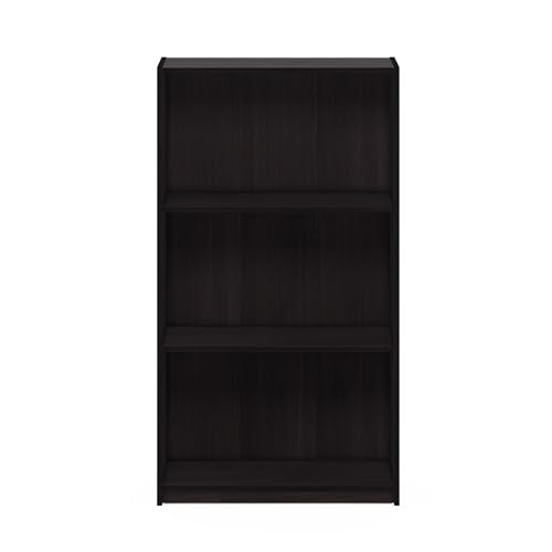 Furinno BASIC Book Shelf, 3-Tier Modern Bookshelf, Bookcase with Open Shelves, 9.3" x 21.8" x 39.5", for Living Room, Bedroom, Home Office, Dark Walnut - color: Dark Walnut, size: 3-Tier
