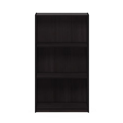 Furinno BASIC Book Shelf, 3-Tier Modern Bookshelf, Bookcase with Open Shelves, 9.3" x 21.8" x 39.5", for Living Room, Bedroom, Home Office, Dark Walnut - color: Dark Walnut, size: 3-Tier