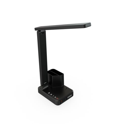 LED Desk Lamp USB A/C AC Pen Holder Dorm Home Office Desk Light Black | Adjustable LED Desk Light with USB A/C, AC Outlet, Pen Holder; Small Desk Lamp for Dorm, Study, Craft & Home Office - color: Black