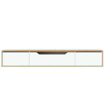 Atelier Mobili Floating TV Stand for Up to 80 Inch TVs – Wall Mounted Media Console with Handle-Free Doors – Modern Entertainment Center with Hidden Storage – White and Oak Finishes (Oak/White) - color: Oak / White