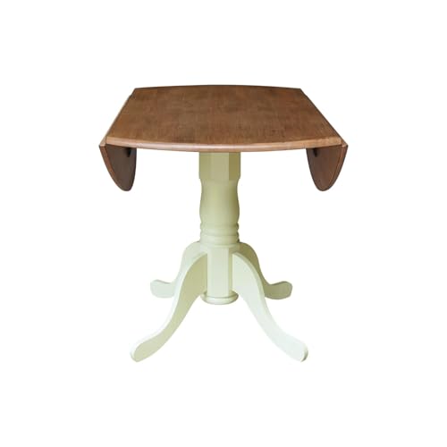 IC International Concepts 42" Round Dual Drop Leaf Pedestal Dining Table - color: Hickory/Shell