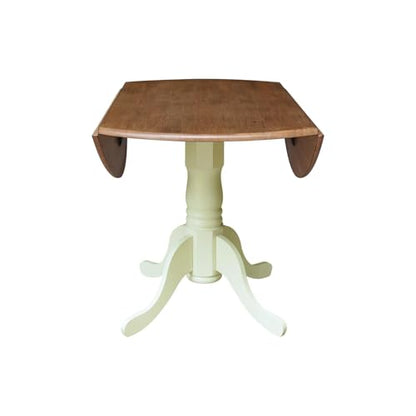 IC International Concepts 42" Round Dual Drop Leaf Pedestal Dining Table - color: Hickory/Shell