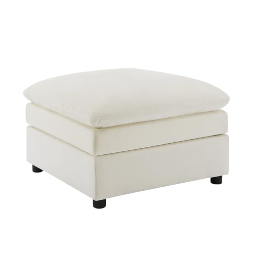 Modular Ottoman Seat, Sectional Sofa Cube Footstool, Ivory White - color: Ivory White