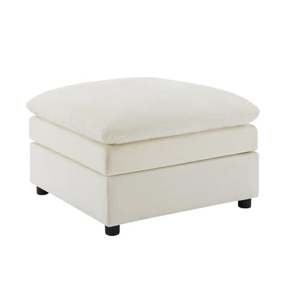 Modular Ottoman Seat, Sectional Sofa Cube Footstool, Ivory White - color: Ivory White