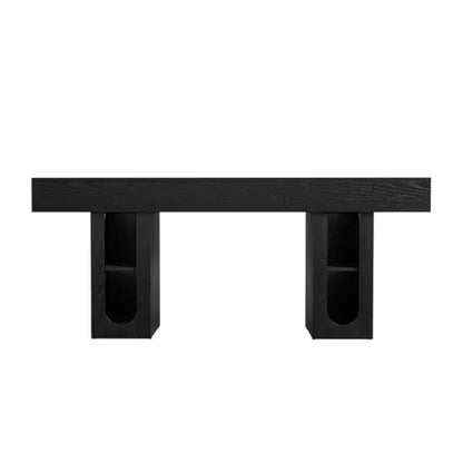 Heavy Duty Console Table with Outlet, Entryway Table, 63 Inch Sofa Table, Black Hallway Table with Storage Shelves for Behind Couch, Living Room, Thick MDF Top - color: Black