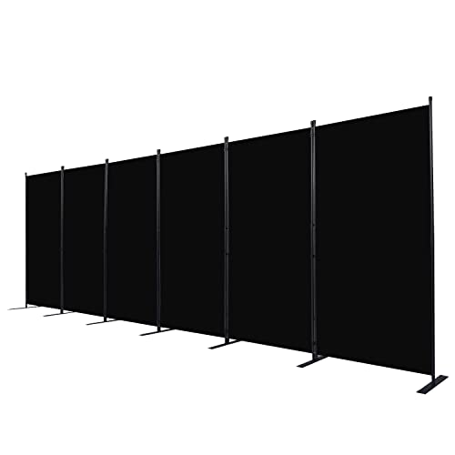 Room Divider, 6 Panel Folding Privacy Screens with Wider Feet, Black | 204" W X 71" H Room Divider Panel, Stable Frame Structure, Flexible Space Separator, Portable wall divider for Room Partition - color: Black, size: 34"- 6 Panel