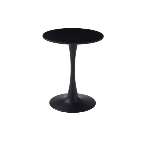 botzi 24 inches Round Dining Table, Black Tulip Kitchen Table with MDF Top | Matte Iron Pedestal Base, Smooth MDF Surface, Rounded Edges, For Kitchens Breakfast Nooks And Small Spaces - color: Black, size: 24 Inches