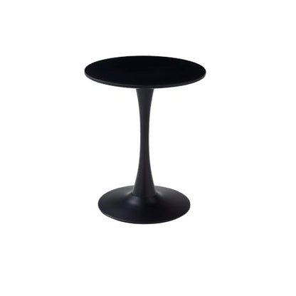 botzi 24 inches Round Dining Table, Black Tulip Kitchen Table with MDF Top | Matte Iron Pedestal Base, Smooth MDF Surface, Rounded Edges, For Kitchens Breakfast Nooks And Small Spaces - color: Black, size: 24 Inches