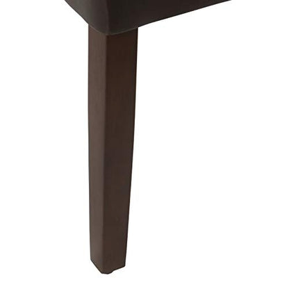 HomePop Parsons Upholstered Accent Dining Chair, Set of 2, Dark Brown Faux Leather - color: Dark Brown Faux, style: Pack of 2