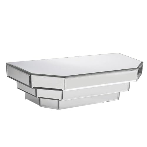Howard Elliott Collection Mirrored Floating Wall Shelf for Home Decor, Silver Wall Mounted Modern Glass Shelf, Decorative Mirror Shelf for Living Room, Bathroom and Entryway, 6 x 16 x 7 Inch