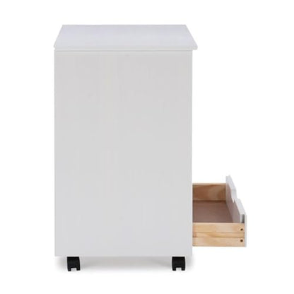 Linon Callie Multipurpose Six Drawer Dresser Wide Wood Rolling File Cabinet Storage Cart in White Wash