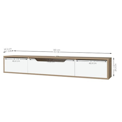 Atelier Mobili Floating TV Stand for Up to 80 Inch TVs – Wall Mounted Media Console with Handle-Free Doors – Modern Entertainment Center with Hidden Storage – White and Oak Finishes (Oak/White) - color: Oak / White