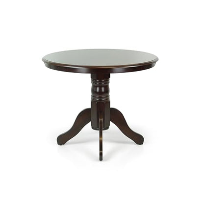 Round Solid Wood Dining Table 38.5'' D with Pedestal Base, Kitchen Round Table for 2 and 4 Persons, Restaurant Table, Espresso Color - color: Espresso
