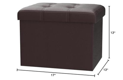 Bsketa Storage Ottoman, Folding Foot Stool with Thicker Foam Padded Seat Small Leather Storage Ottoman Bench Foot Rest for Living Room Foldable Coffee Table 17x13x13in,Brown - color: Brown