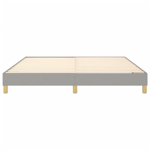 King Size Bed Frame Upholstered Platform Bed, Modern Light Grey Fabric Bed Base, Sturdy Engineered Wood Construction with Support Legs, Easy Assembly - size: King