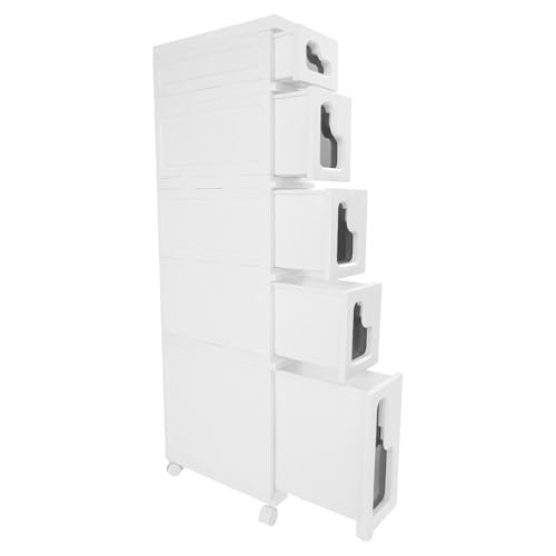 5 Tiers Slim Bathroom Storage Cabinet, 15.7" L X 6.3" W X 46.5" H Slim Rolling Cart, 66.14 Lbs Load-Bearing Capacity Narrow Storage Cabinet for Living Room, Kitchen, Bathroom, Office - size: 15.7" L X 6.3" W X 46.5" H