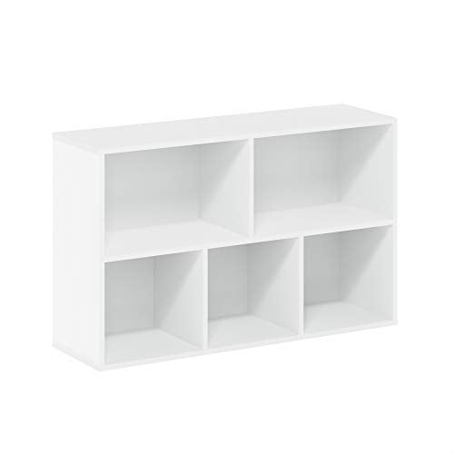 Furinno LUDER Book Shelf, 5-Cube Bookshelf, Reversible Bookcase, 9.4 x 19.5 x 31.5, Easy Assembly, for Living Room, Bedroom, Home Office, White - color: White, size: 5-Cube