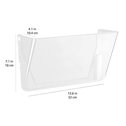 Amazon Basics Expandable Plastic Wall File Organizer, Hanging File Holder, Letter Size, 1-Pocket, Clear, Space Saving for Office Home