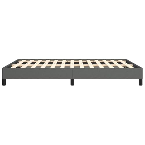 Dark Grey Queen Upholstered Platform Bed 61"x81.1"x9.8", Fabric & Wood, Low Profile, Easy Assembly - color: Grey-a, size: Queen