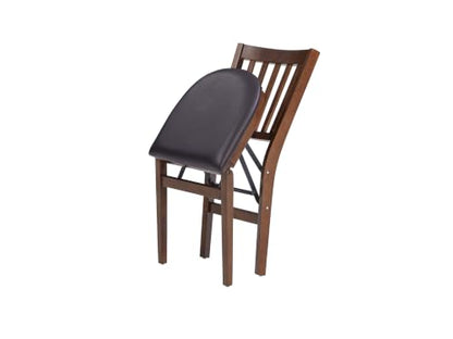 Stakmore School House Folding Chair, Walnut (Set of 2) - color: Brown